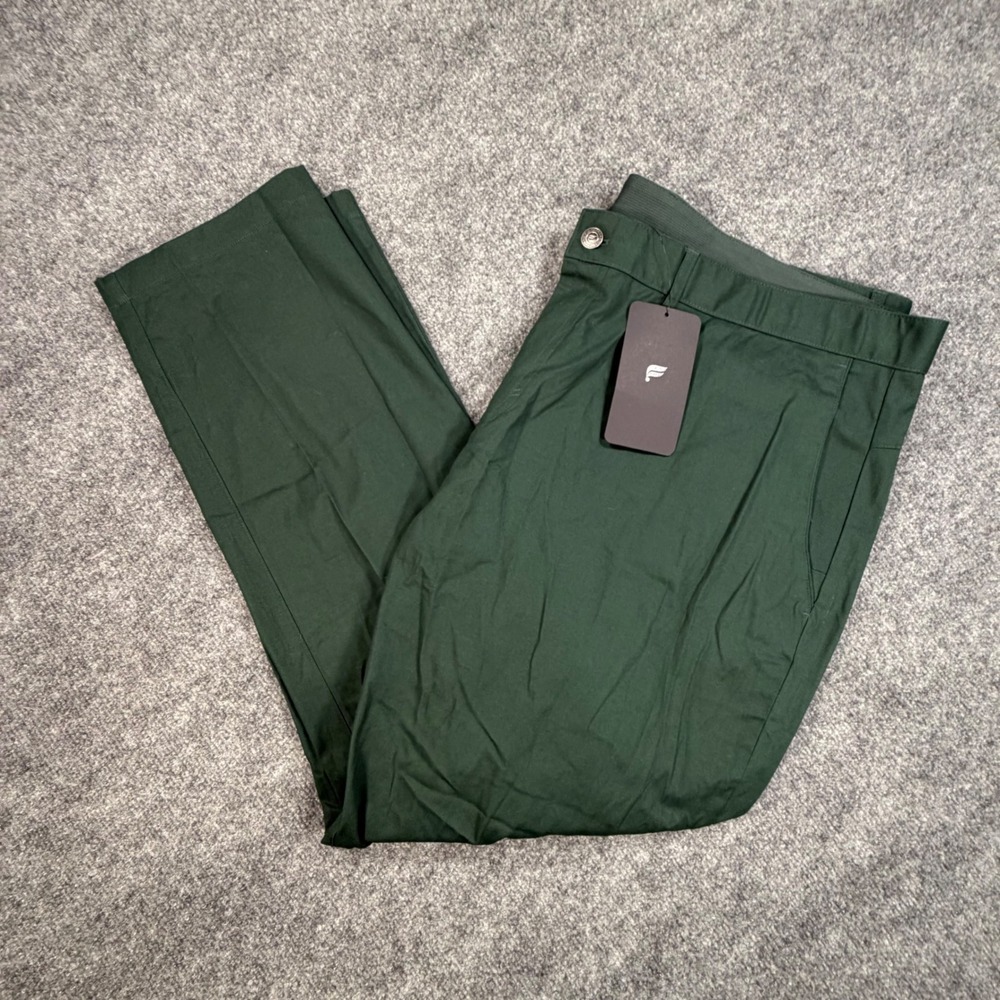 NEW Fabletics High Side Chino Slim Fit Mens 44x32 Dark Green Stretch Pants 0927